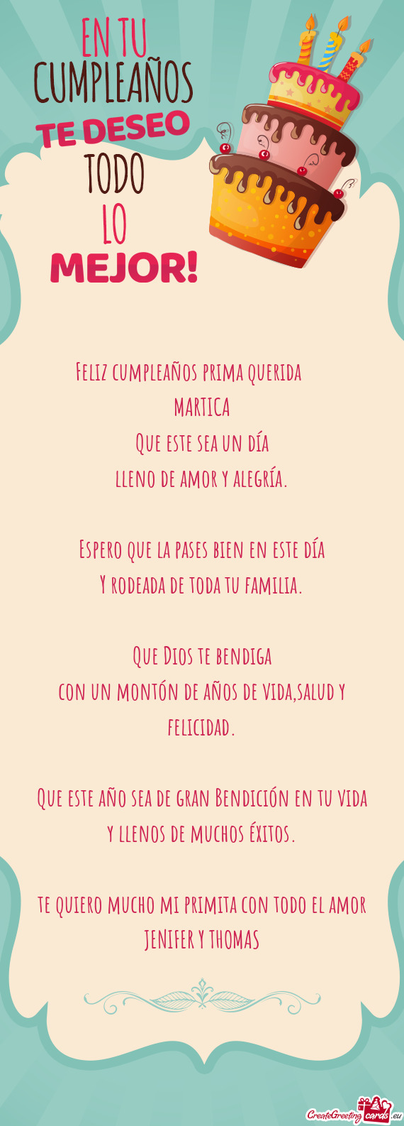 Feliz cumpleaños prima querida🎁🎂🥳 MARTICA Que este sea un día lleno de amor y alegría