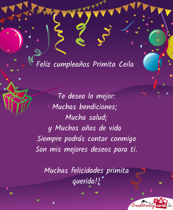 Feliz cumpleaños Primita Ceila