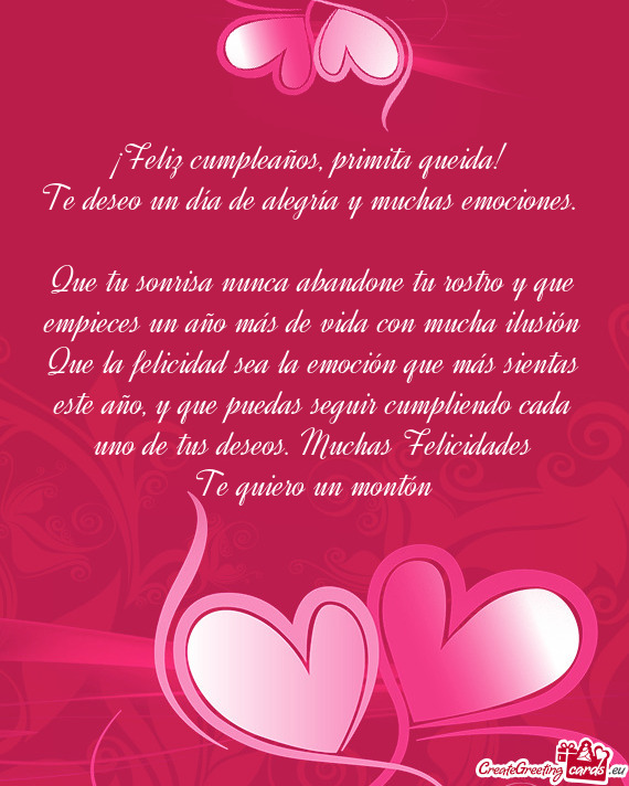 ¡Feliz cumpleaños, primita queida