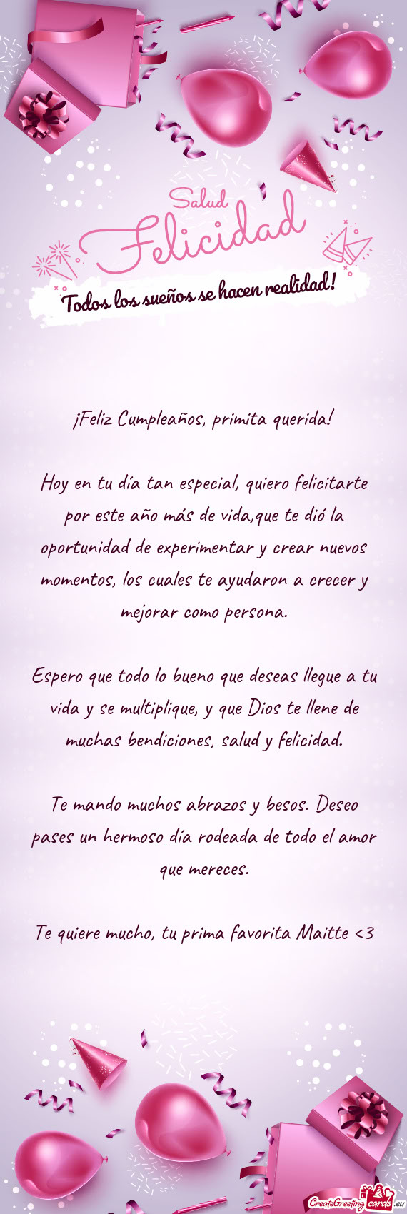 ¡Feliz Cumpleaños, primita querida