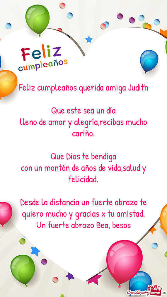Feliz cumpleaños querida amiga Judith