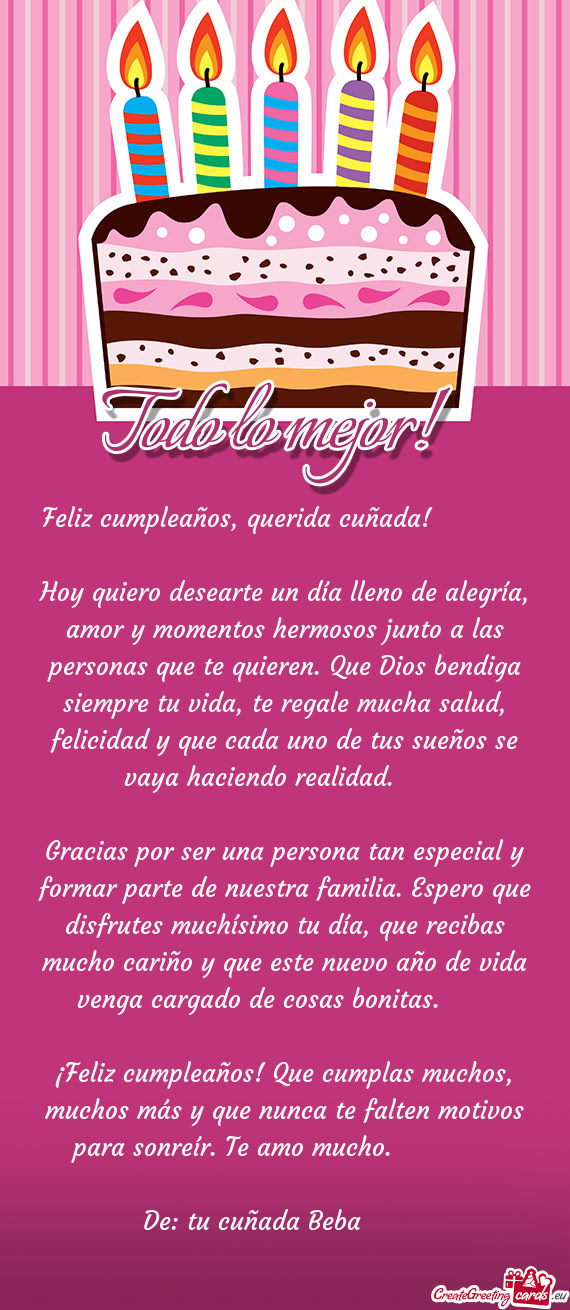 Feliz cumpleaños, querida cuñada! 🎂💐❤️