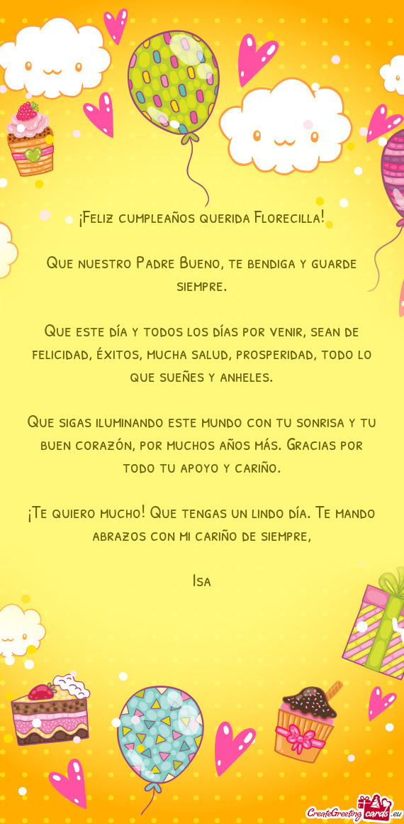 ¡Feliz cumpleaños querida Florecilla