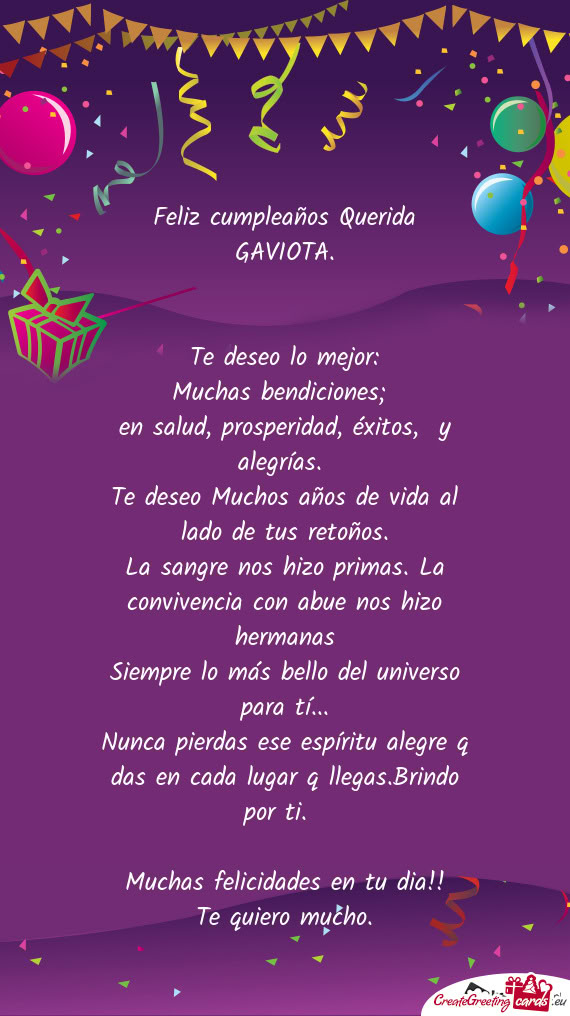 Feliz cumpleaños Querida GAVIOTA