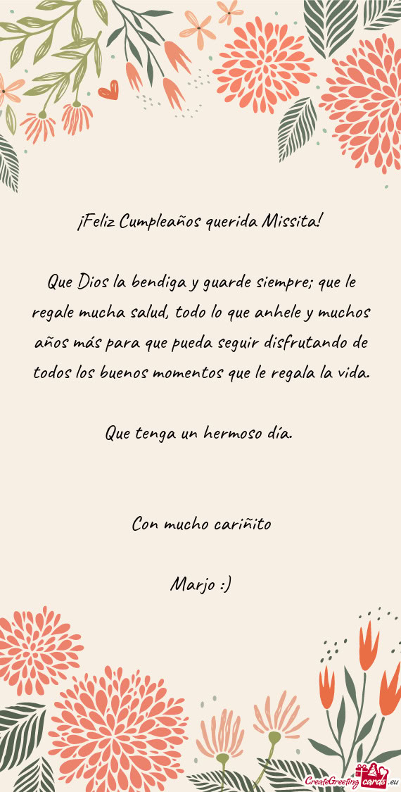 ¡Feliz Cumpleaños querida Missita