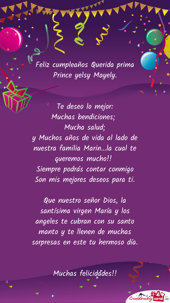 Feliz cumpleaños Querida prima Prince yelsy Mayely