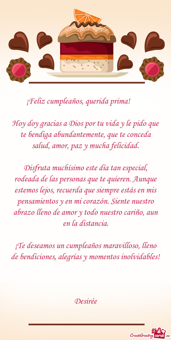 ¡Feliz cumpleaños, querida prima! 🎉🎂