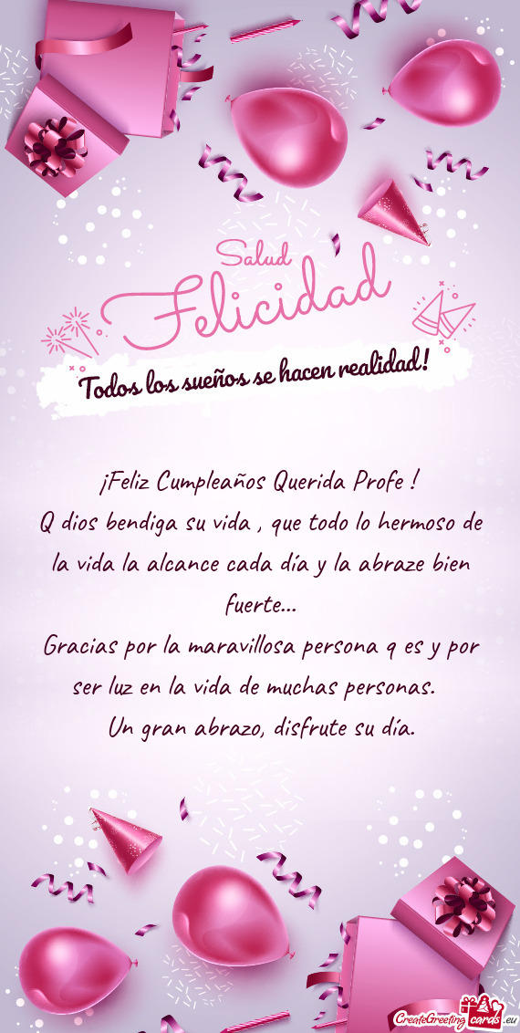¡Feliz Cumpleaños Querida Profe