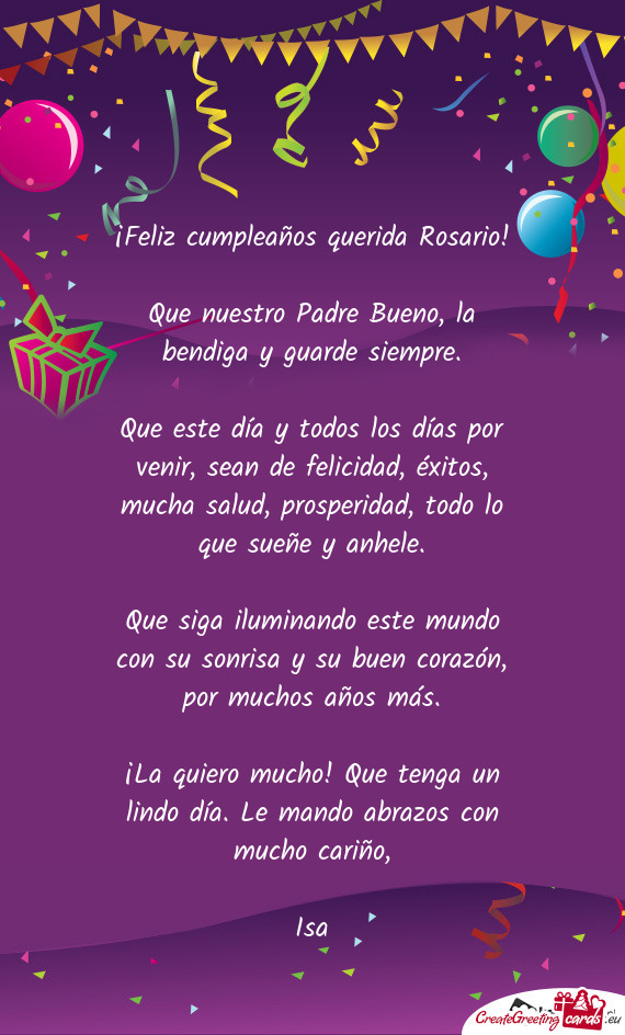 ¡Feliz cumpleaños querida Rosario