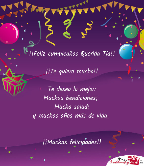 ¡¡Feliz cumpleaños Querida Tía