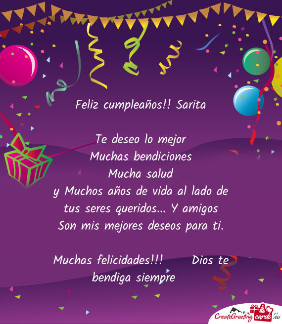 Feliz cumpleaños!! Sarita