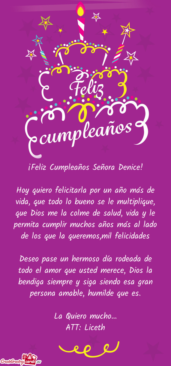 ¡Feliz Cumpleaños Señora Denice