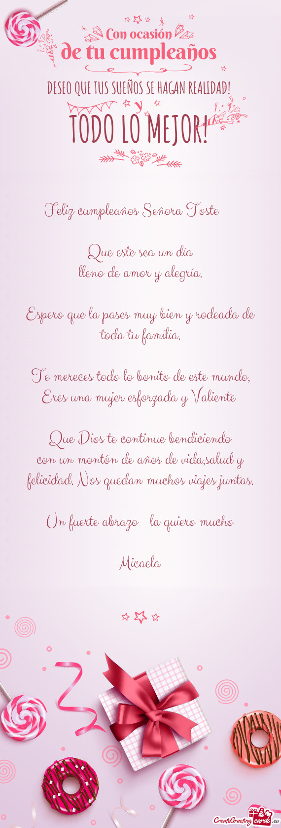 Feliz cumpleaños Señora Toste 🎁🎂🥳