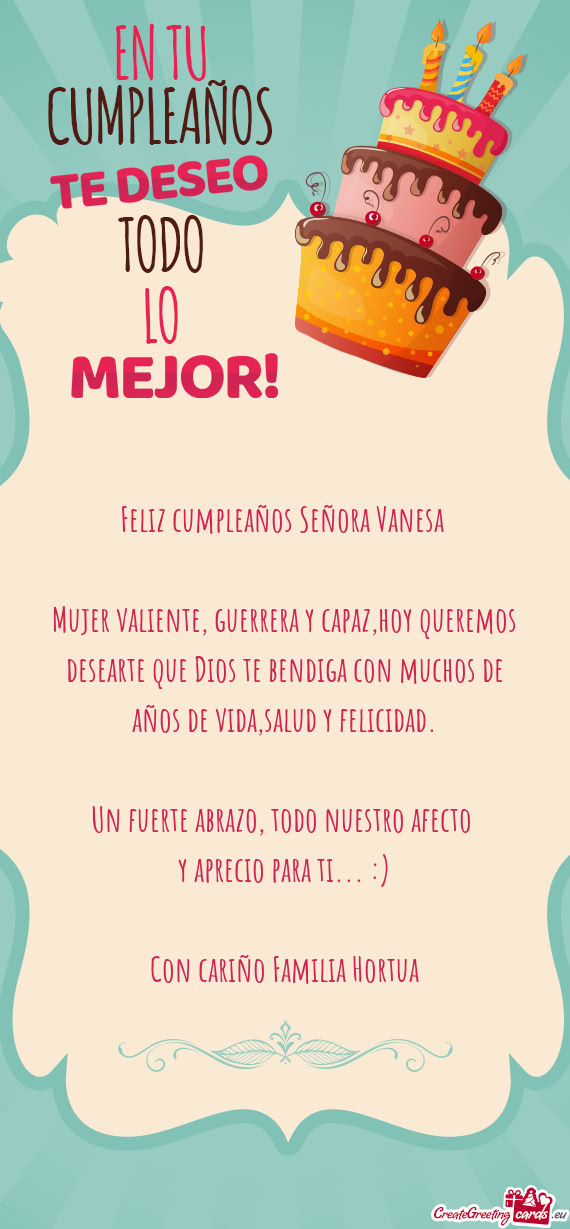 Feliz cumpleaños Señora Vanesa