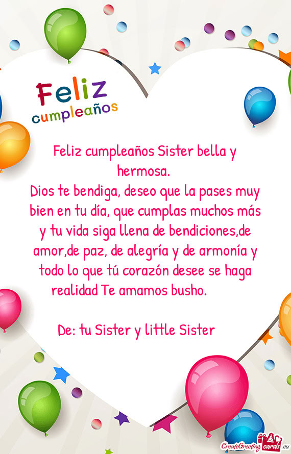Feliz cumpleaños Sister bella y hermosa