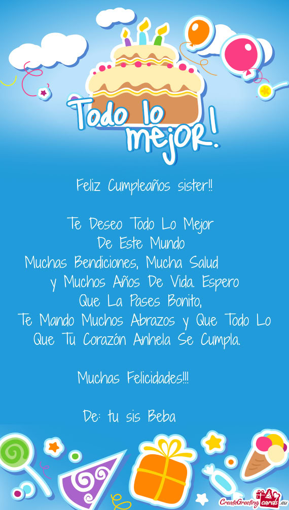 Feliz Cumpleaños sister