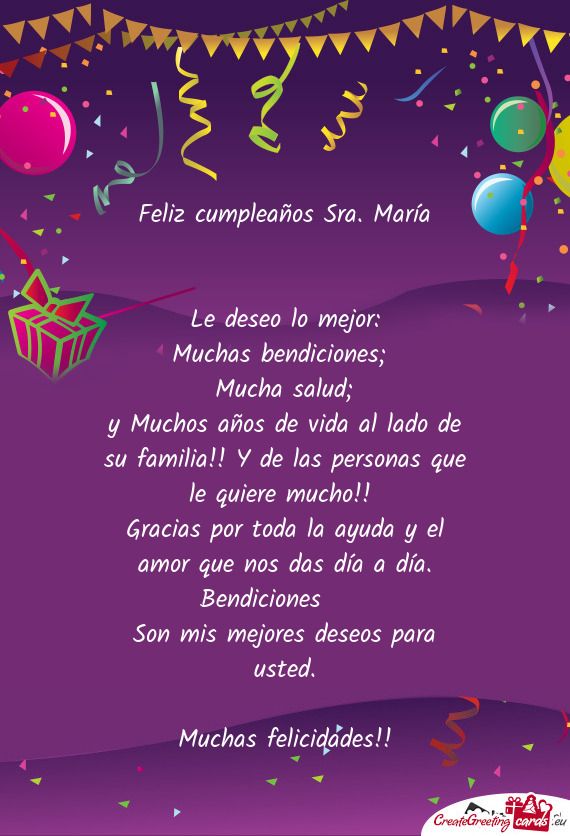 Feliz cumpleaños Sra. María
