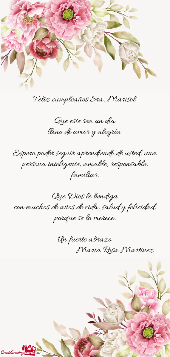 Feliz cumpleaños Sra. Marisol