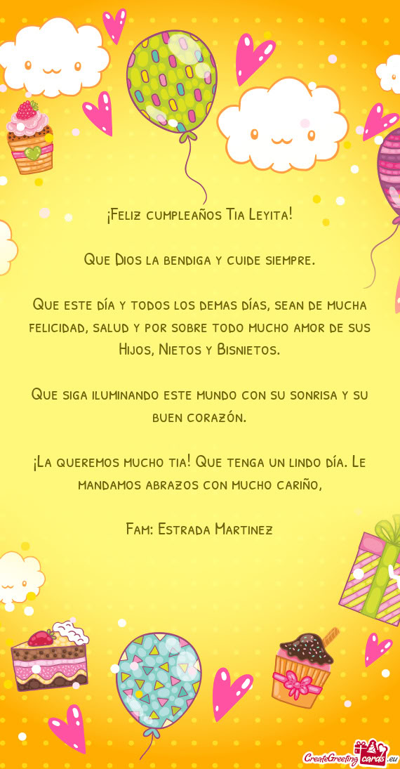 ¡Feliz cumpleaños Tia Leyita