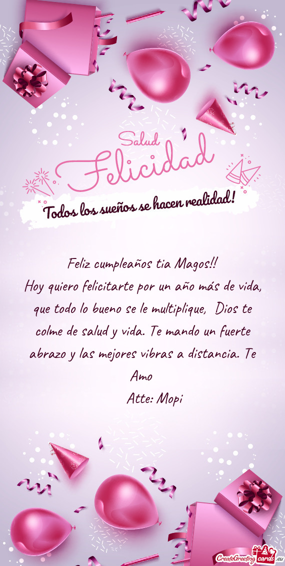 Feliz cumpleaños tia Magos