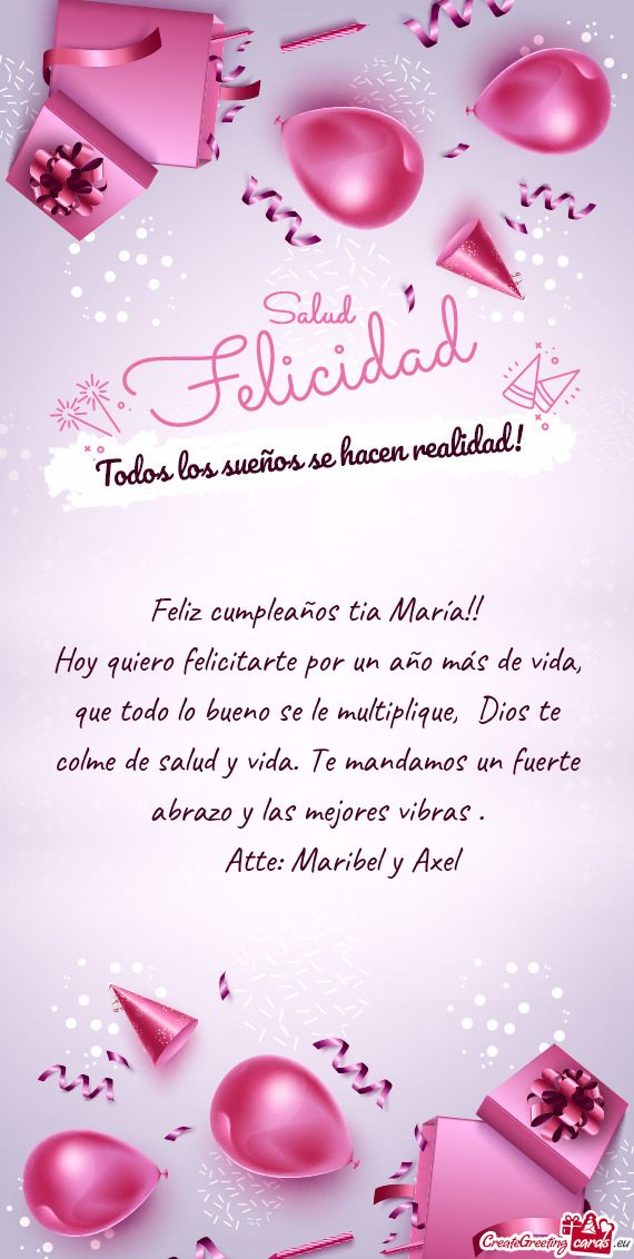 Feliz cumpleaños tia María