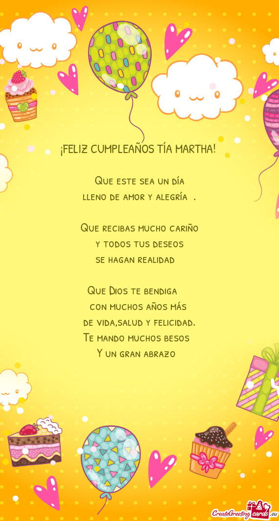 ¡FELIZ CUMPLEAÑOS TÍA MARTHA!🥳 Que este sea un día lleno de amor y alegría 😁