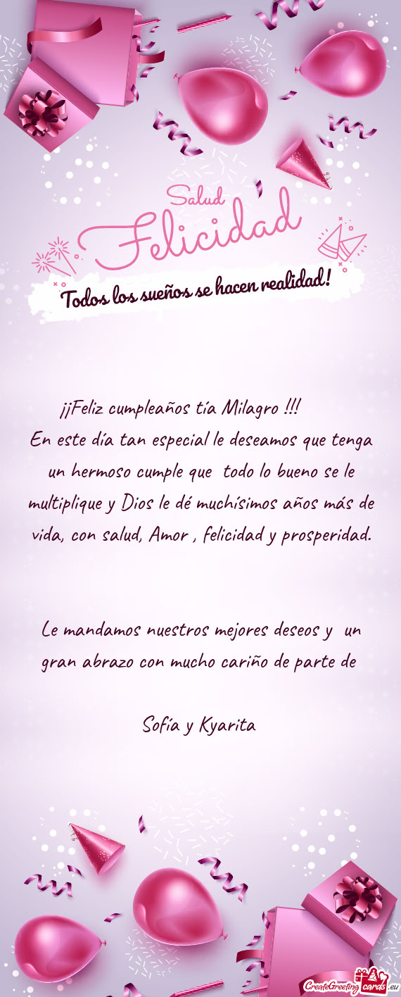 ¡¡Feliz cumpleaños tía Milagro !!! 🎉 🎂