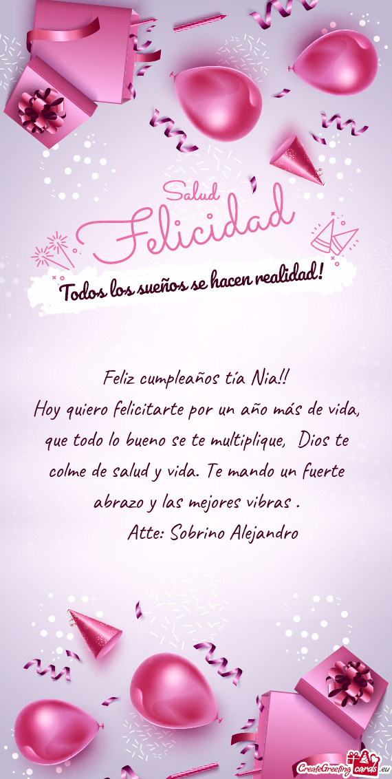 Feliz cumpleaños tía Nia