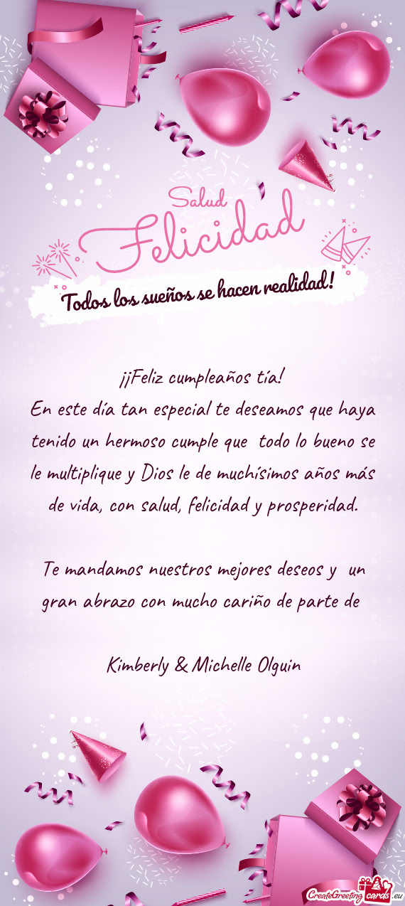 ¡¡Feliz cumpleaños tía