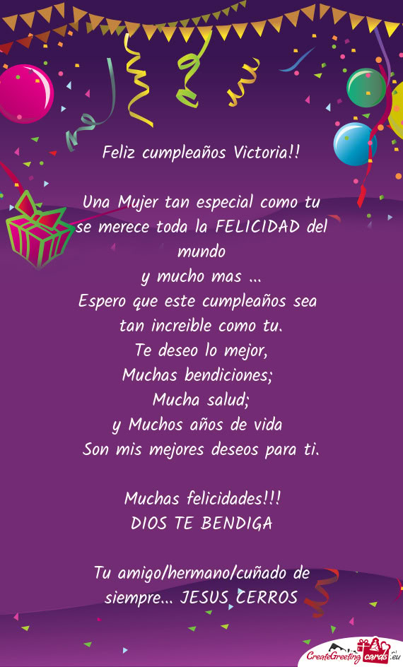 Feliz cumpleaños Victoria