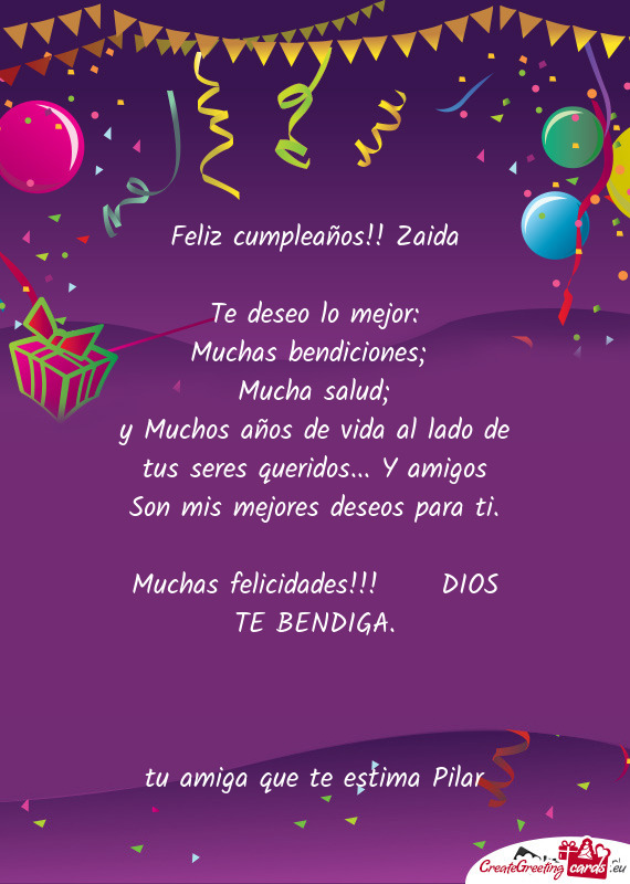 Feliz cumpleaños!! Zaida
