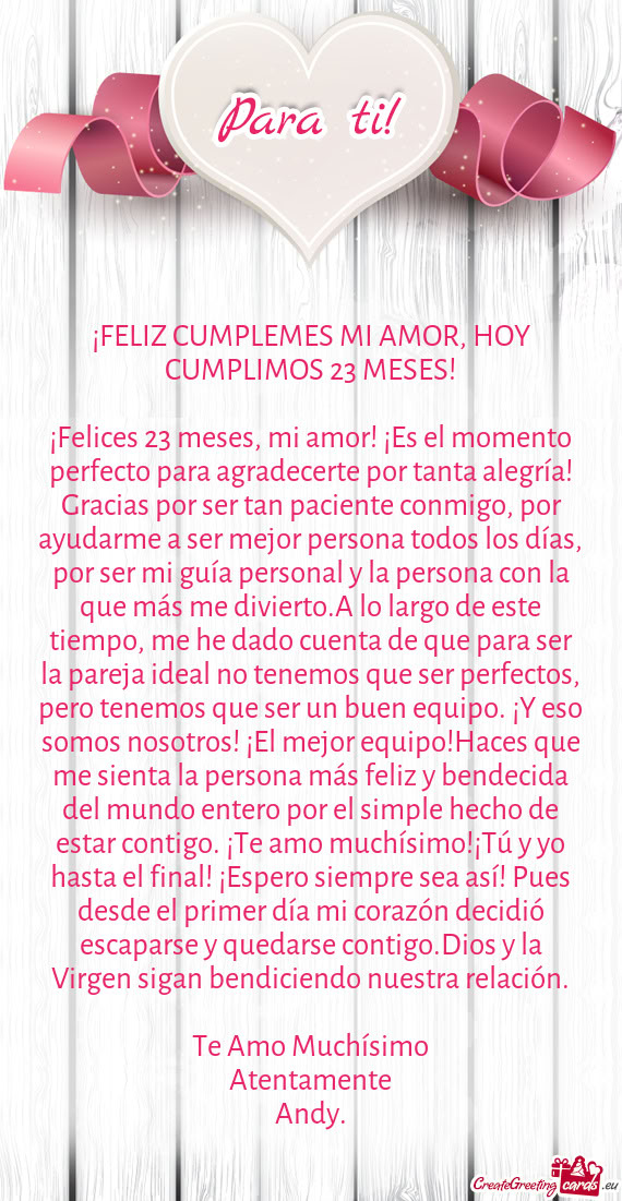 ¡FELIZ CUMPLEMES MI AMOR, HOY CUMPLIMOS 23 MESES