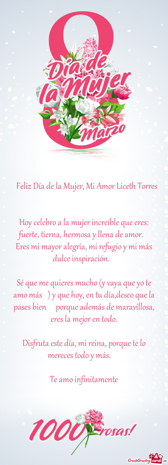 💖 Feliz Día de la Mujer, Mi Amor Liceth Torres 💖
