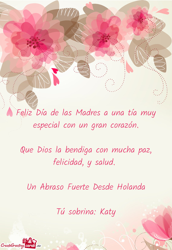 Feliz Día de las Madres a una tía muy especial con un gran corazón
