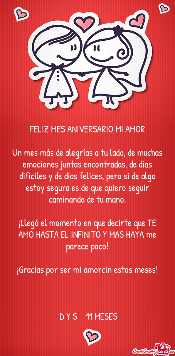 FELIZ MES ANIVERSARIO MI AMOR