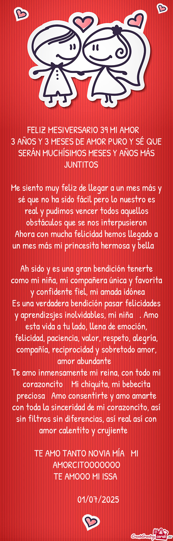 FELIZ MESIVERSARIO 39 MI AMOR 😍🥰
