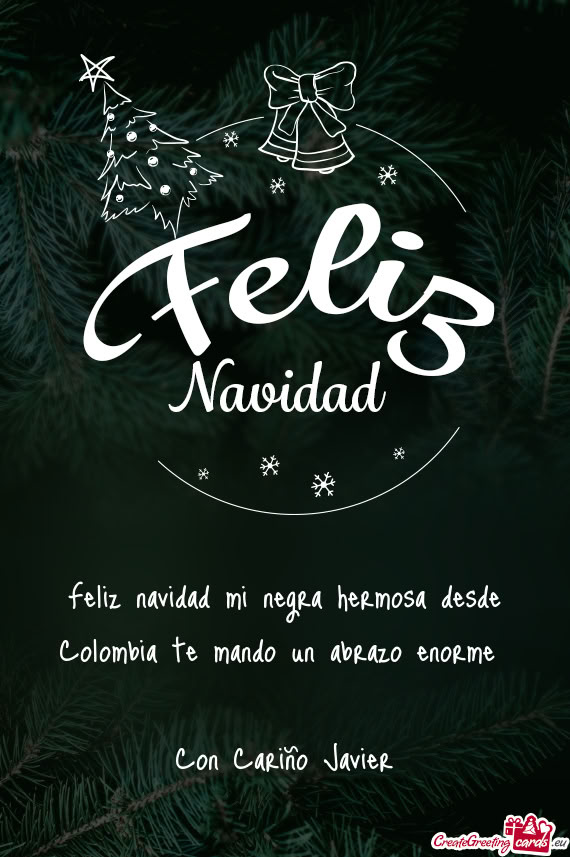 Feliz navidad mi negra hermosa desde Colombia te mando un abrazo enorme