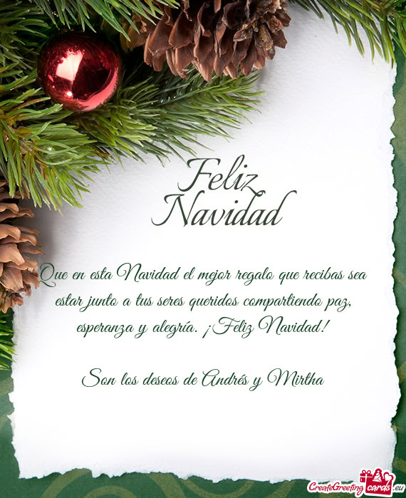 ¡Feliz Navidad! Son los deseos de Andrés y Mirtha
