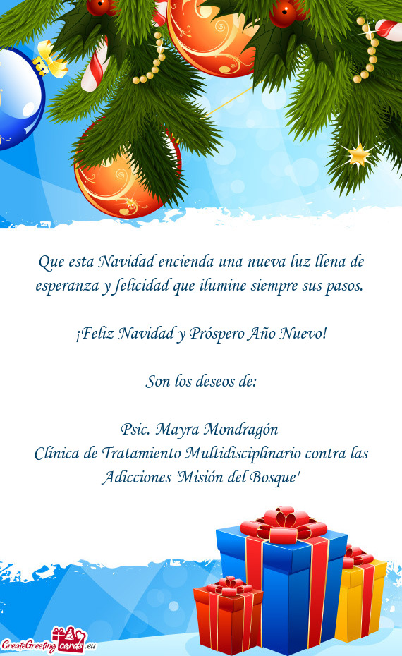 ¡Feliz Navidad y Próspero Año Nuevo