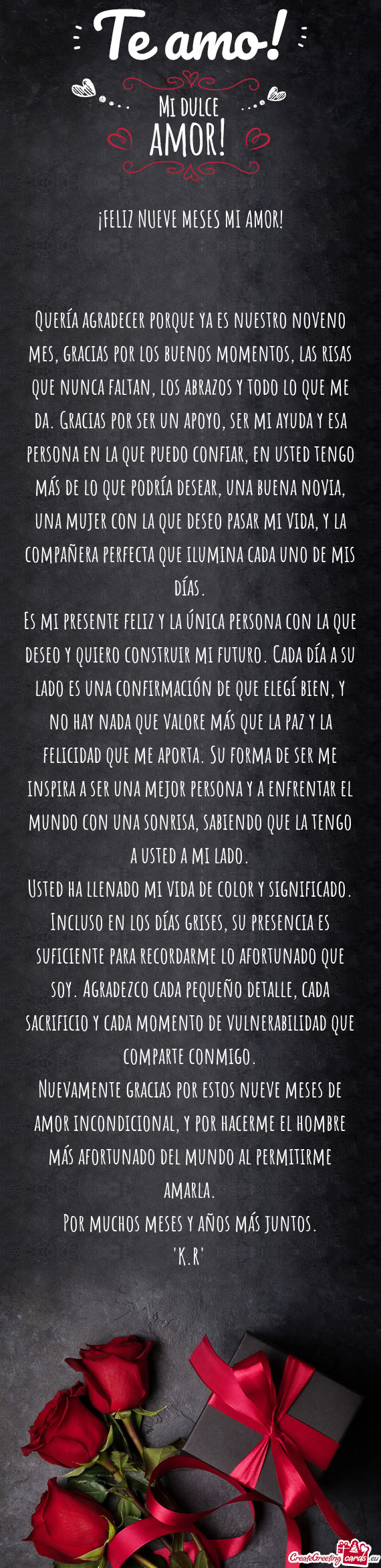 ¡FELIZ NUEVE MESES MI AMOR