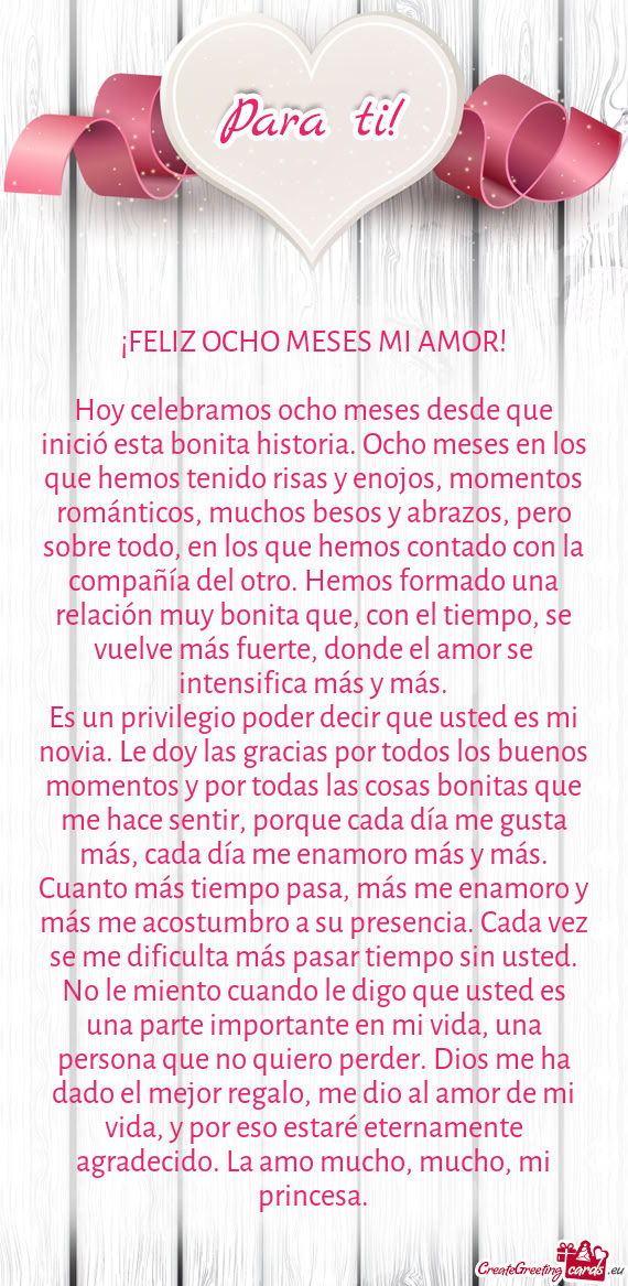 ¡FELIZ OCHO MESES MI AMOR
