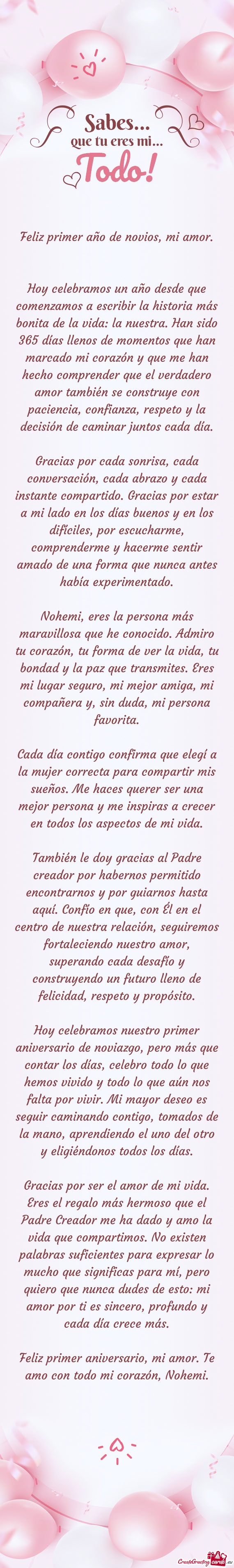Feliz primer año de novios, mi amor. ❤️