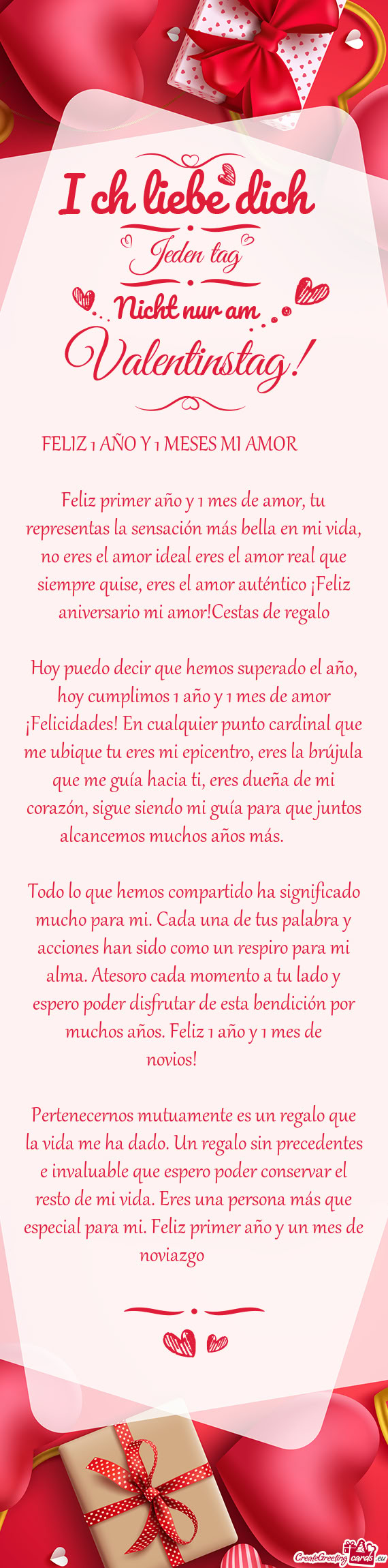 Feliz primer año y 1 mes de amor, tu representas la sensación más bella en mi vida, no eres el am
