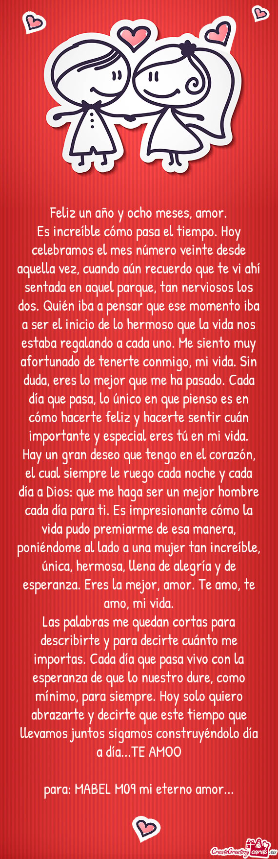 Feliz un año y ocho meses, amor