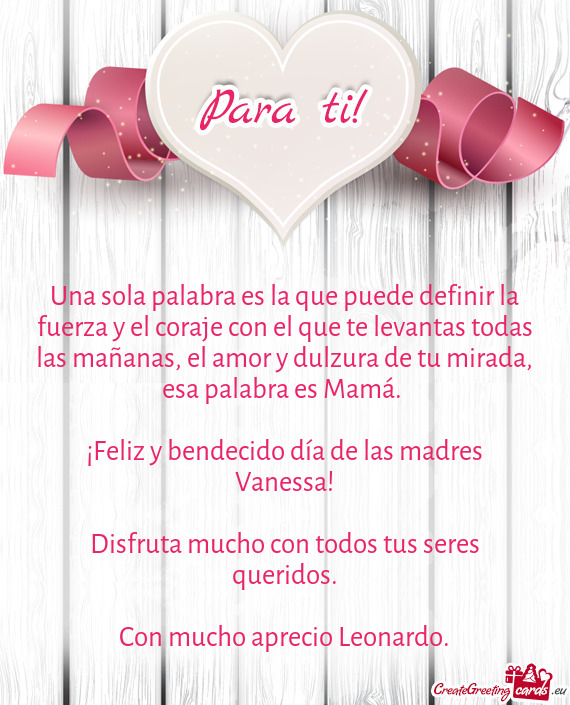 ¡Feliz y bendecido día de las madres Vanessa
