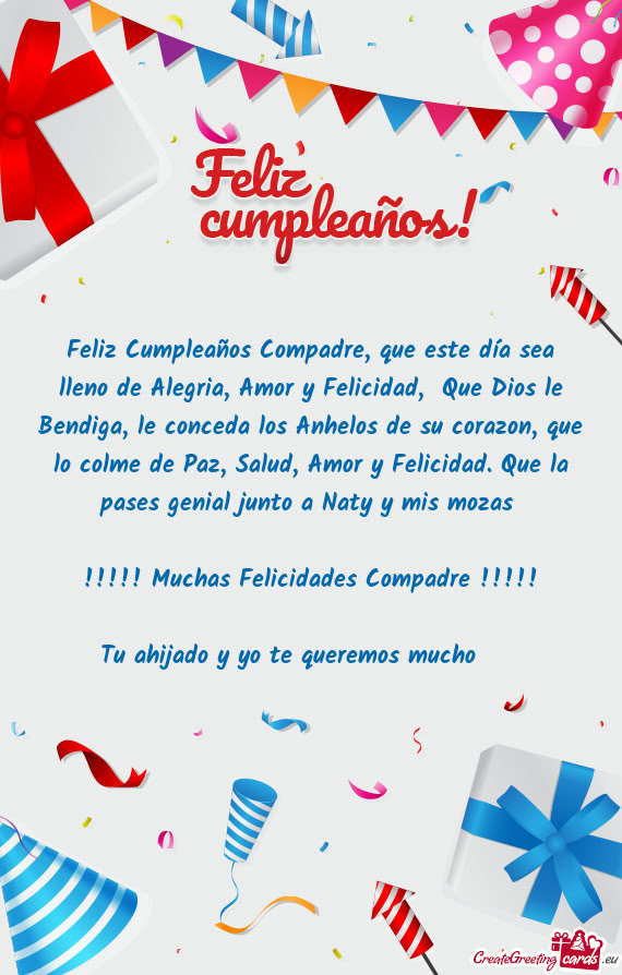 Ga, le conceda los Anhelos de su corazon, que lo colme de Paz, Salud, Amor y Felicidad. Que la pases