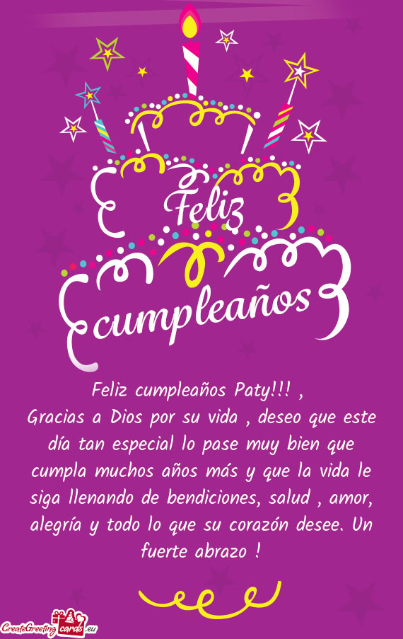 Gracias a Dios por su vida , deseo que este día tan especial lo pase muy bien que cumpla muchos añ