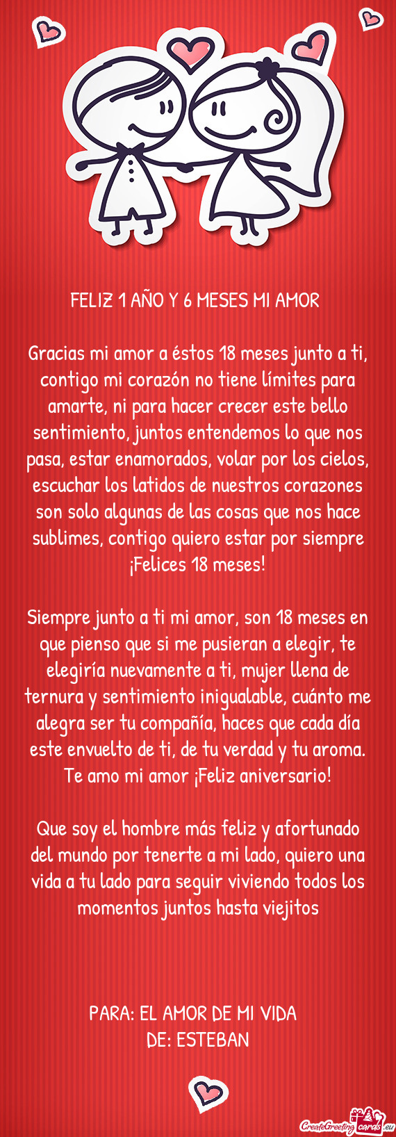 Gracias mi amor a éstos 18 meses junto a ti, contigo mi corazón no tiene límites para amarte, ni