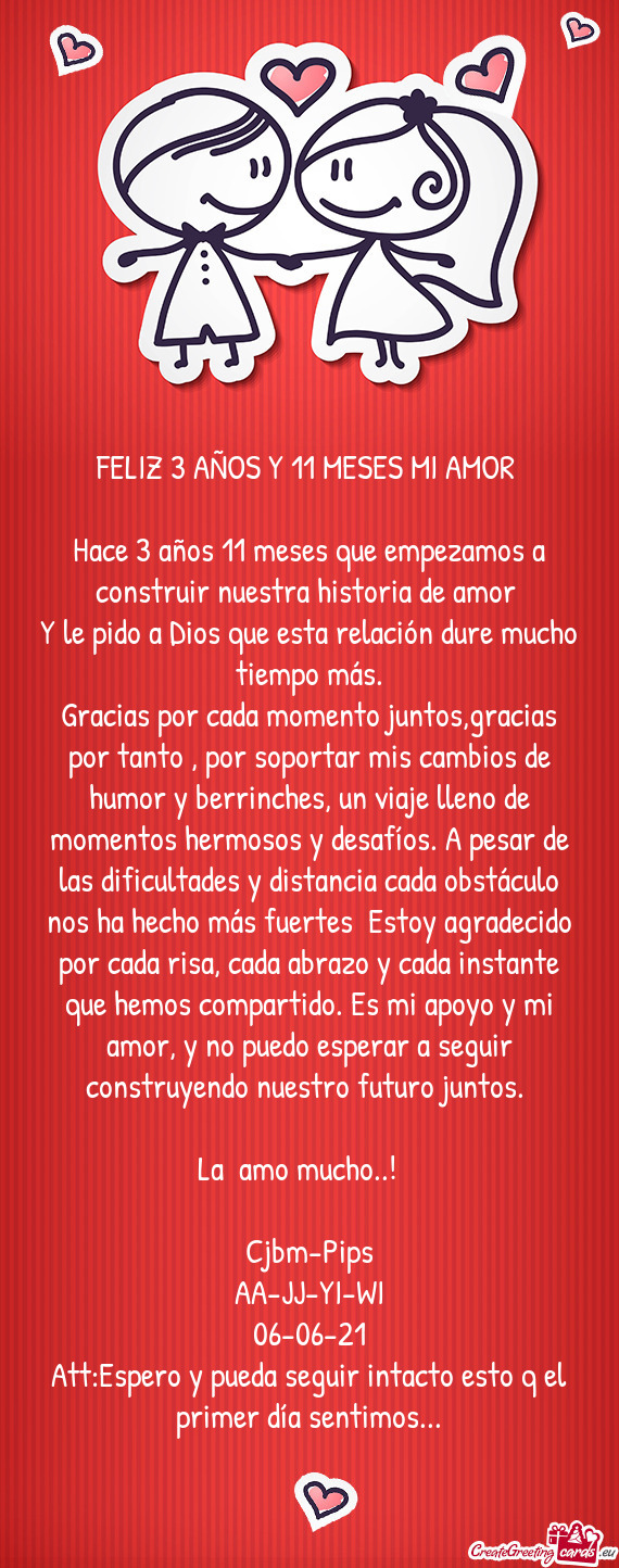 Gracias por cada momento juntos,gracias por tanto , por soportar mis cambios de humor y berrinches