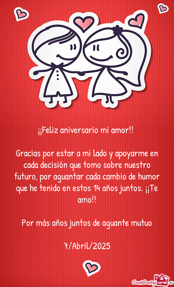 Gracias por estar a mi lado y apoyarme en cada decisión que tomo sobre nuestro futuro, por aguantar
